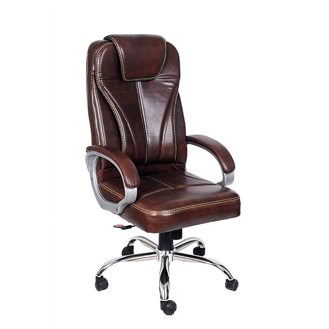 51dJ3tl-jrL._SX679_ SPECTRUM RC-18 High Back Cushioned Executive Boss Chair – Wooden Brown - Image 1